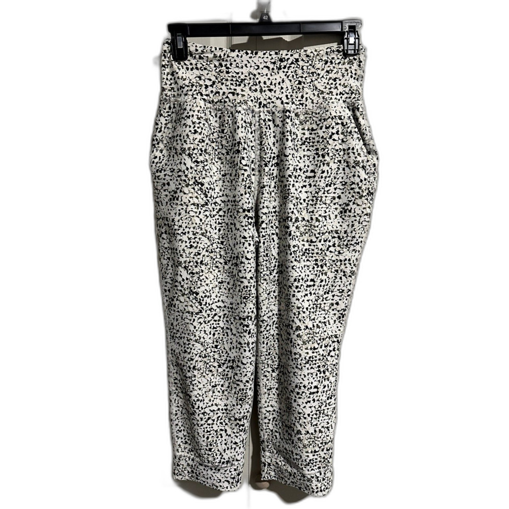 White and Olive Green Leggings - Size Large